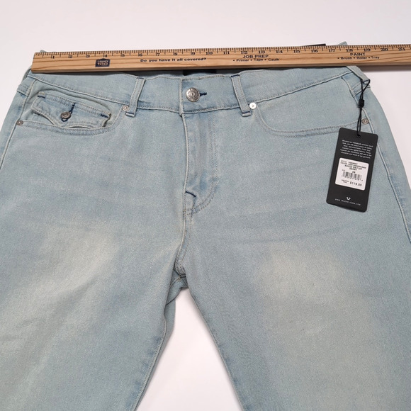 True Religion Rocco Denim Shorts Mens Size 34 Flap Light Wash Jean Jorts NEW NWT - Picture 13 of 16
